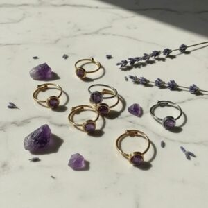 Anillo de Acero Con Piedras Naturales Ajustable X Caja 12 Und