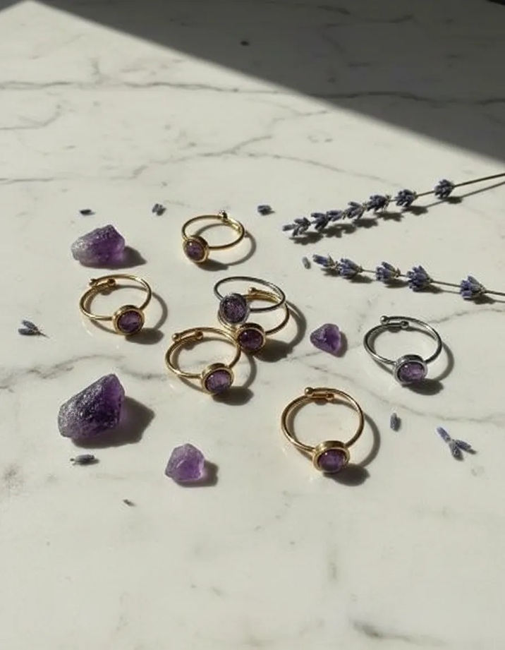 Anillo de Acero Con Piedras Naturales Ajustable X Caja 12 Und