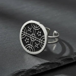 Anillo Ajustable Acero Diseño Mapuche 2814a