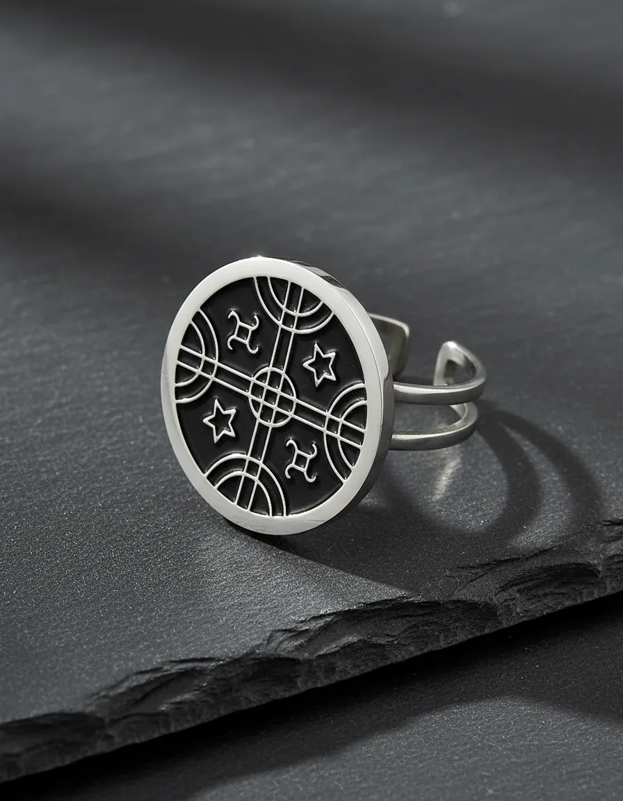 Anillo Ajustable Acero Diseño Mapuche 2814a