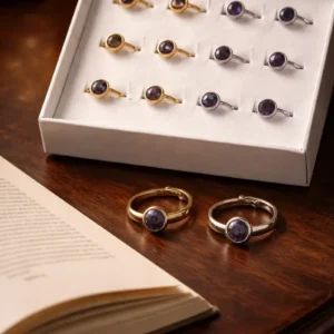 Anillo Acero Con Piedras Naturales Adaptable X Caja 12 Und