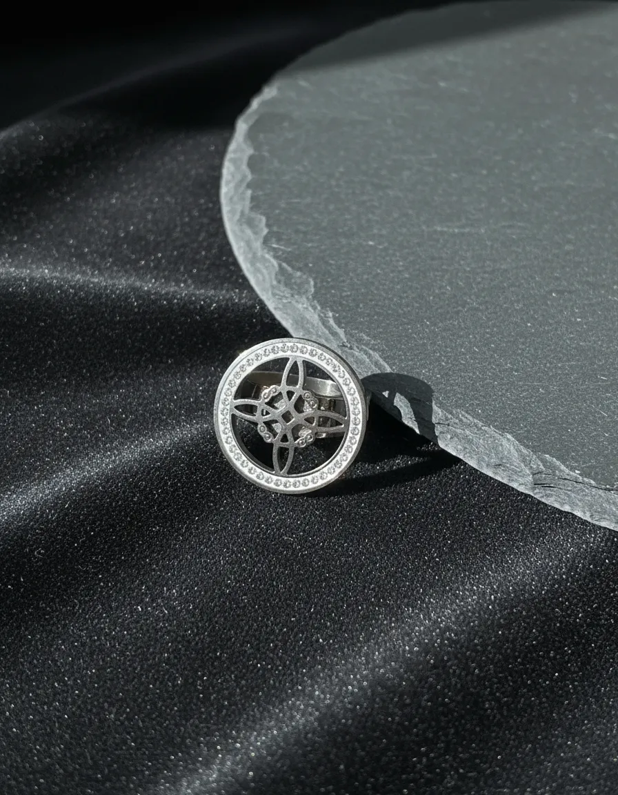 Anillo Acero Alta Calidad Nudo De Bruja Circones Ajustable
