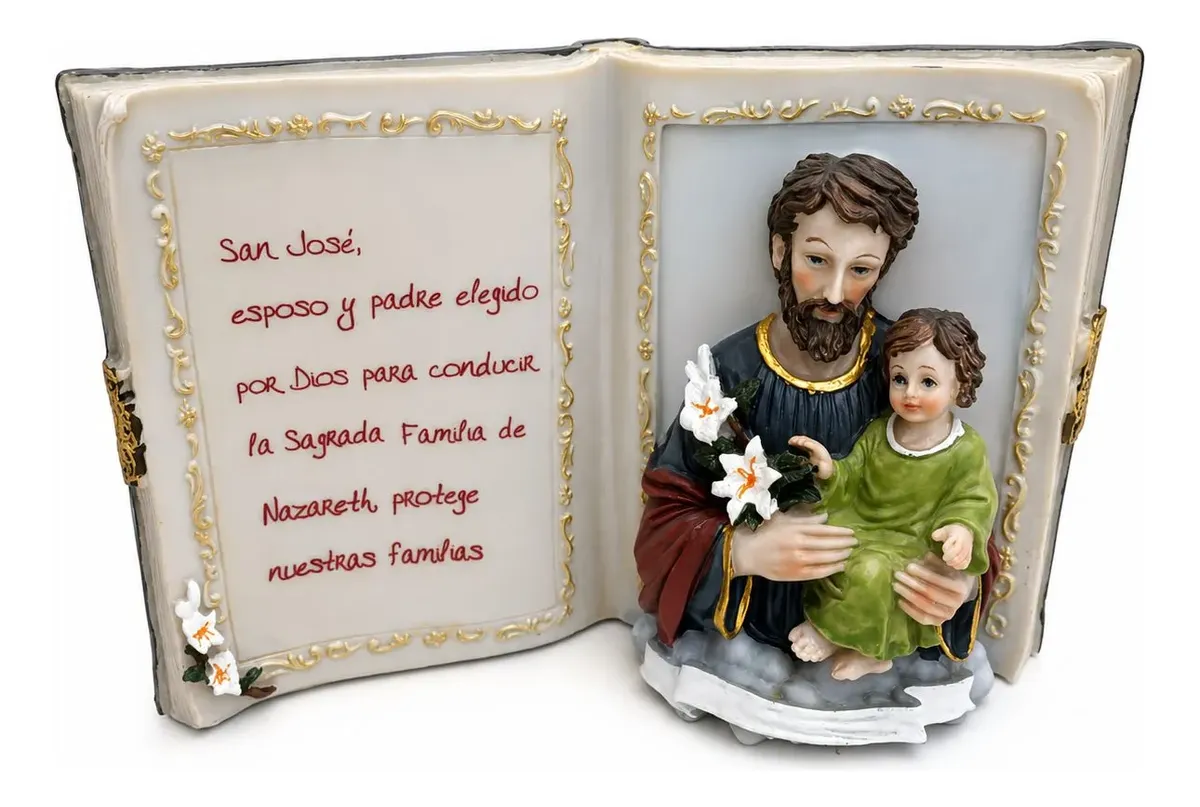 Figura Artesana José Y Niño Jesús Mide 12.5x20cm