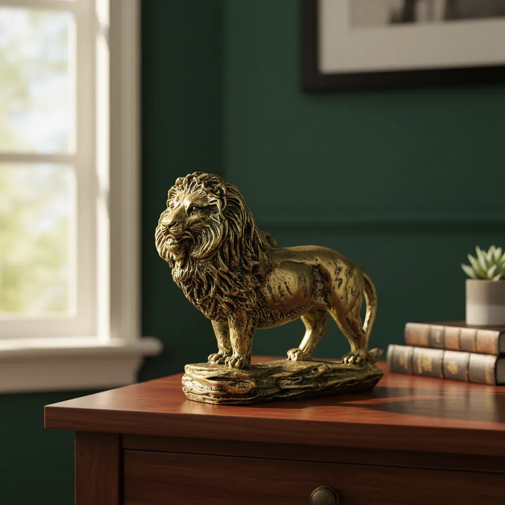 Estatua Decorativa Leon Dorado Mide 14x11.5cm Cod:25943