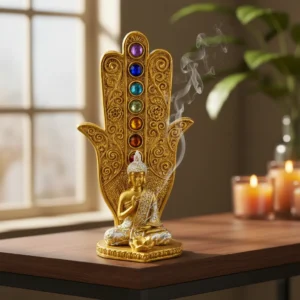 Porta Inciensos Hamsa Buda Con Piedras De Los 7 Chakras