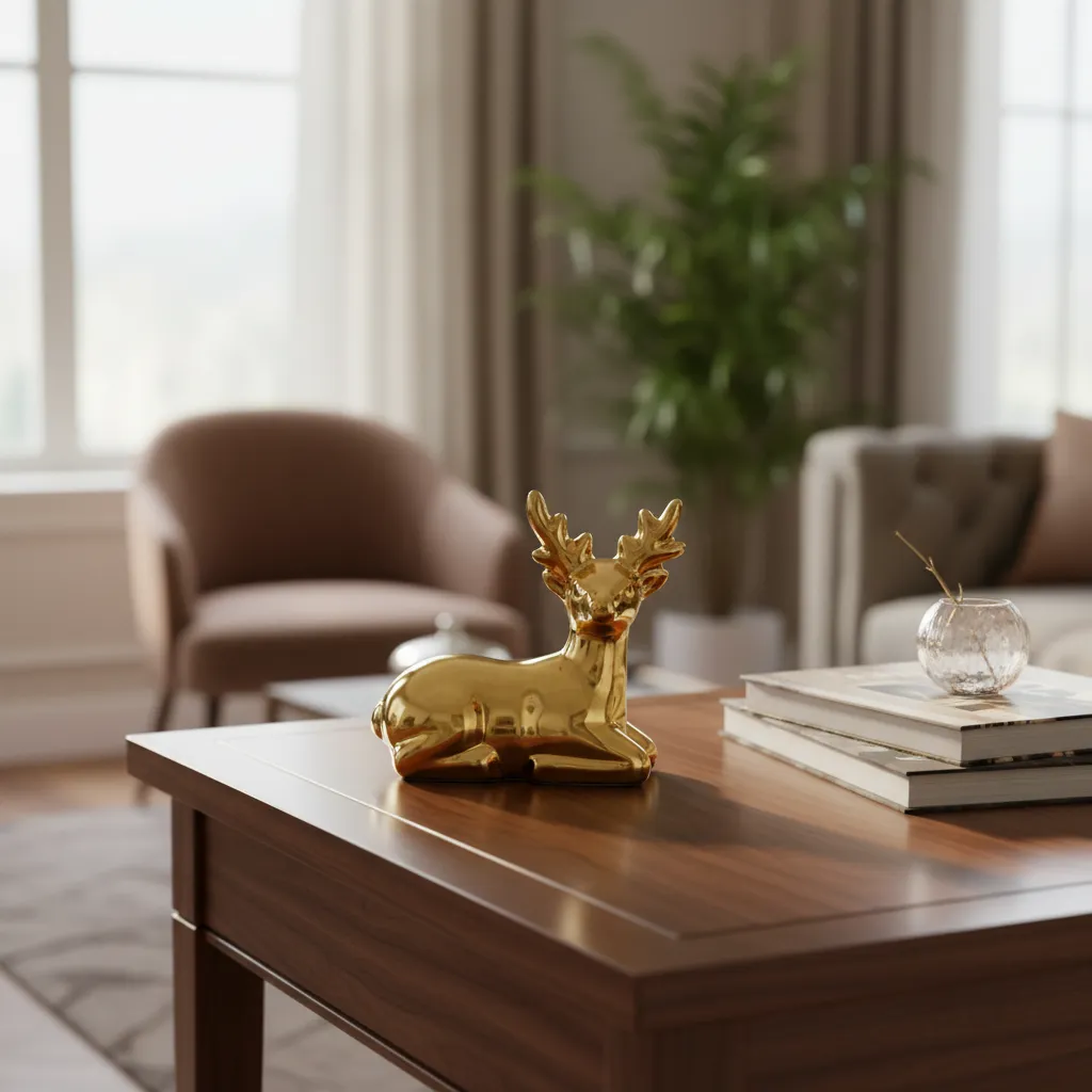 Figura Decorativa Reno Dorado Mide 6.5cm Cod:08668