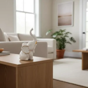 Elefante De La Suerte Cerámica Blanco Mide 13x9.5cm