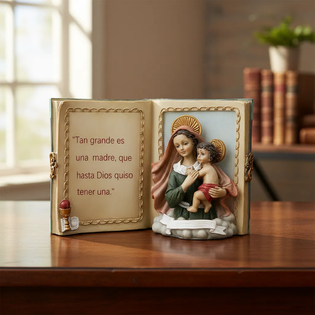 Figura Artesana Virgen Maria Niño Jesús 12.5x20cm Codrf31353