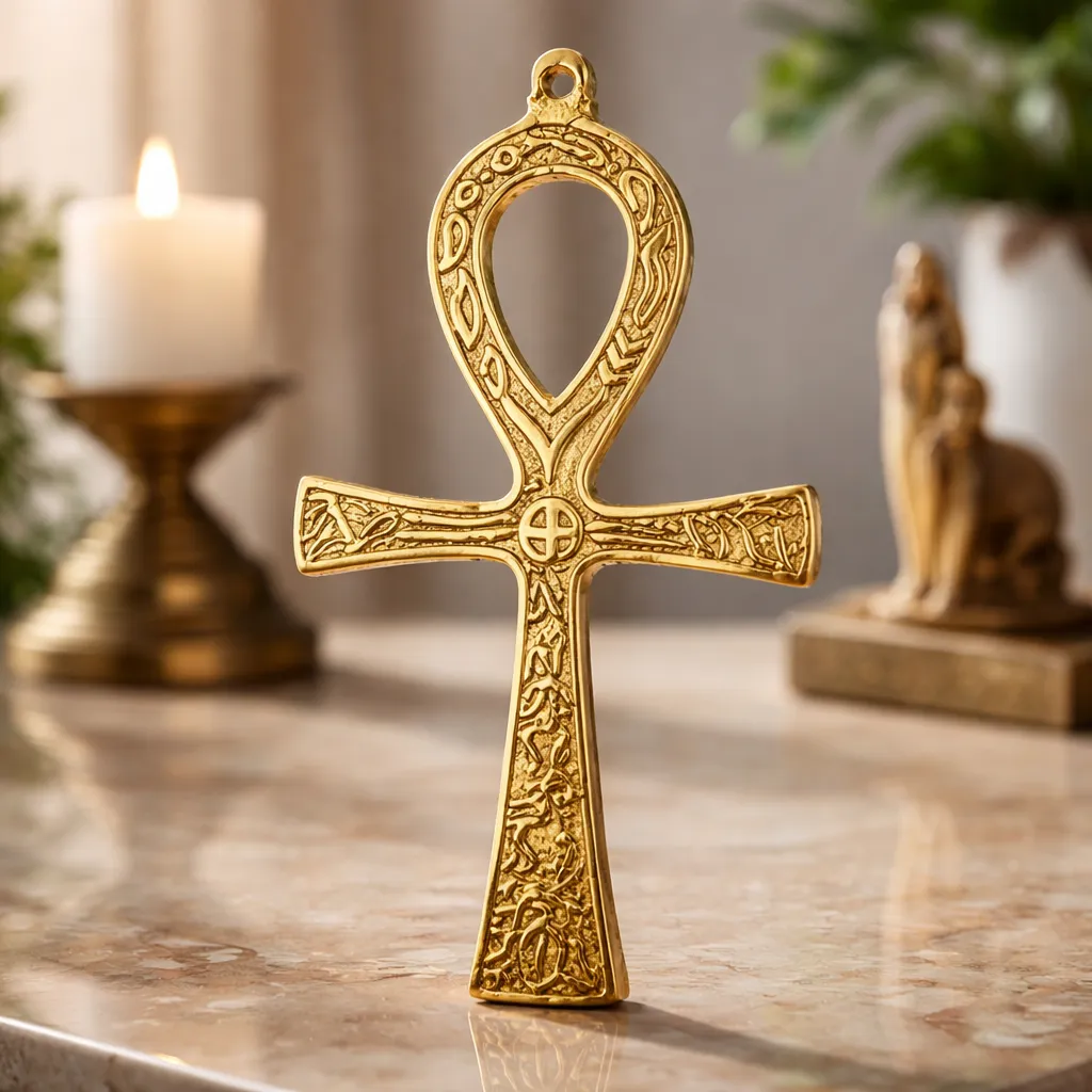 Cruz Egipcia De Ankh Material Bronce Mide 17cm