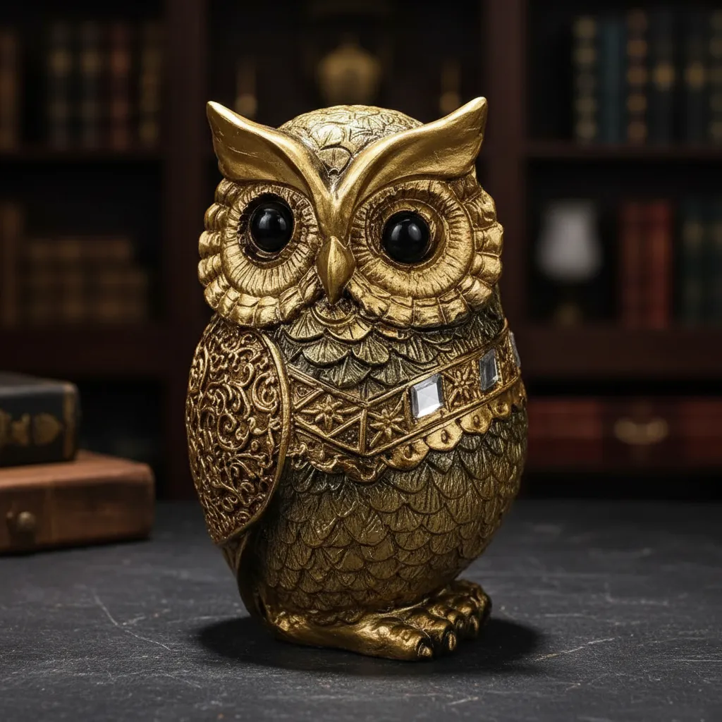Figura Decorativa Buho En Polyresina Mide 9cm
