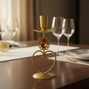 Porta Vela Candelabro Dorado Mide 18x7.5cm Cod08919