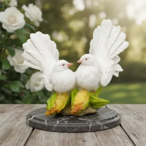 Figuras Decortivas Par De Palomas Blancas Resina