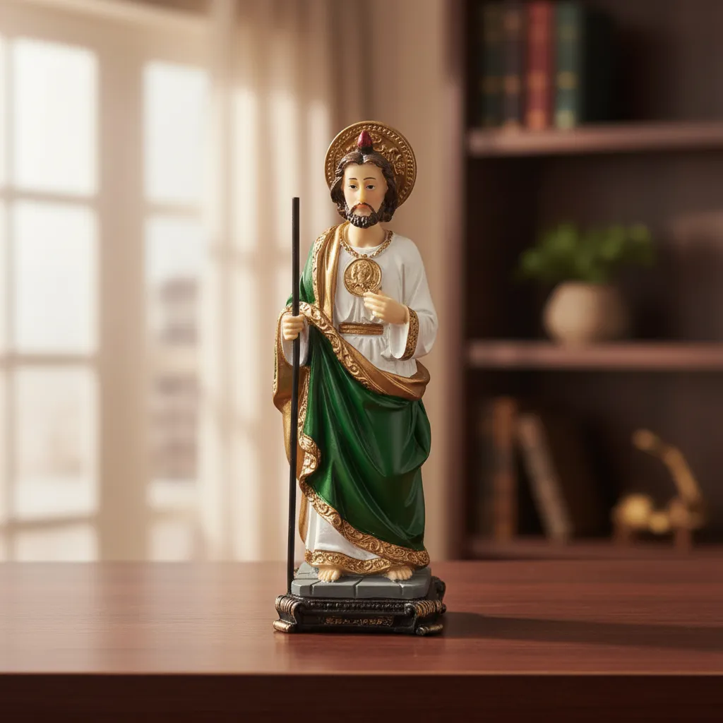 San Judas Tadeo Escultura Polyresina 20 Cm Blanco