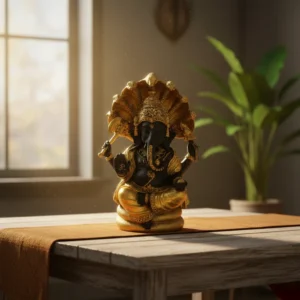 Figura Decorativa Ganesha Polyresina Dorado Mide 17x11cm