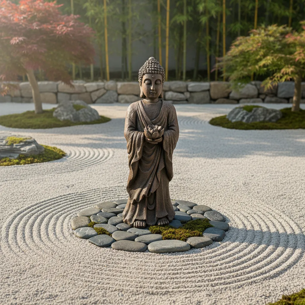 Estatua Buda De Pie Mide 81cm Cod:180828 Tipo Piedra Gris oscuro