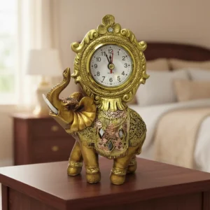 Reloj De Mesa Diseño Elefante Dorado Mide 18.5x14cm Dorado