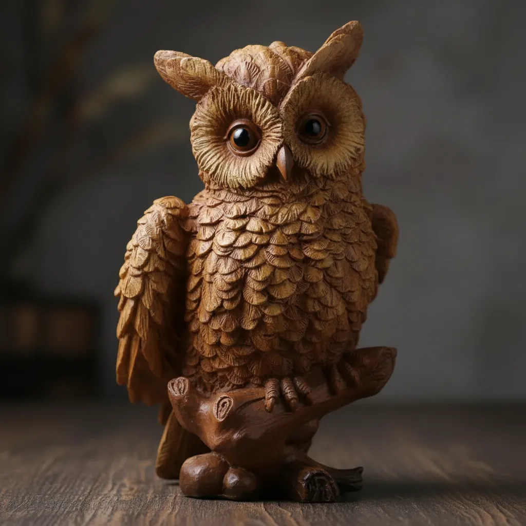 Buho De Polyresina 20 Cms Chocolate