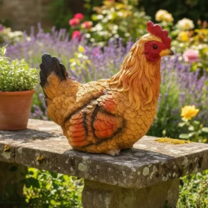 Figura Decorativa Gallina De Resina Mide 20x16cm Cod:rl64655 Marrón claro