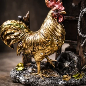Figura Decorativa Adorno Gallo Mide 28x23.5cm Cod:rs66947 Dorado oscuro