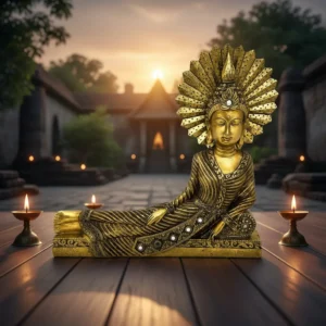 Escultura Genérica Buda Reclinada Mide 18x31cm Cod:abm22241 Dorado oscuro