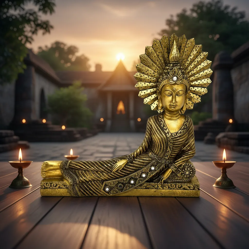 Escultura Genérica Buda Reclinada Mide 18x31cm Cod:abm22241 Dorado oscuro