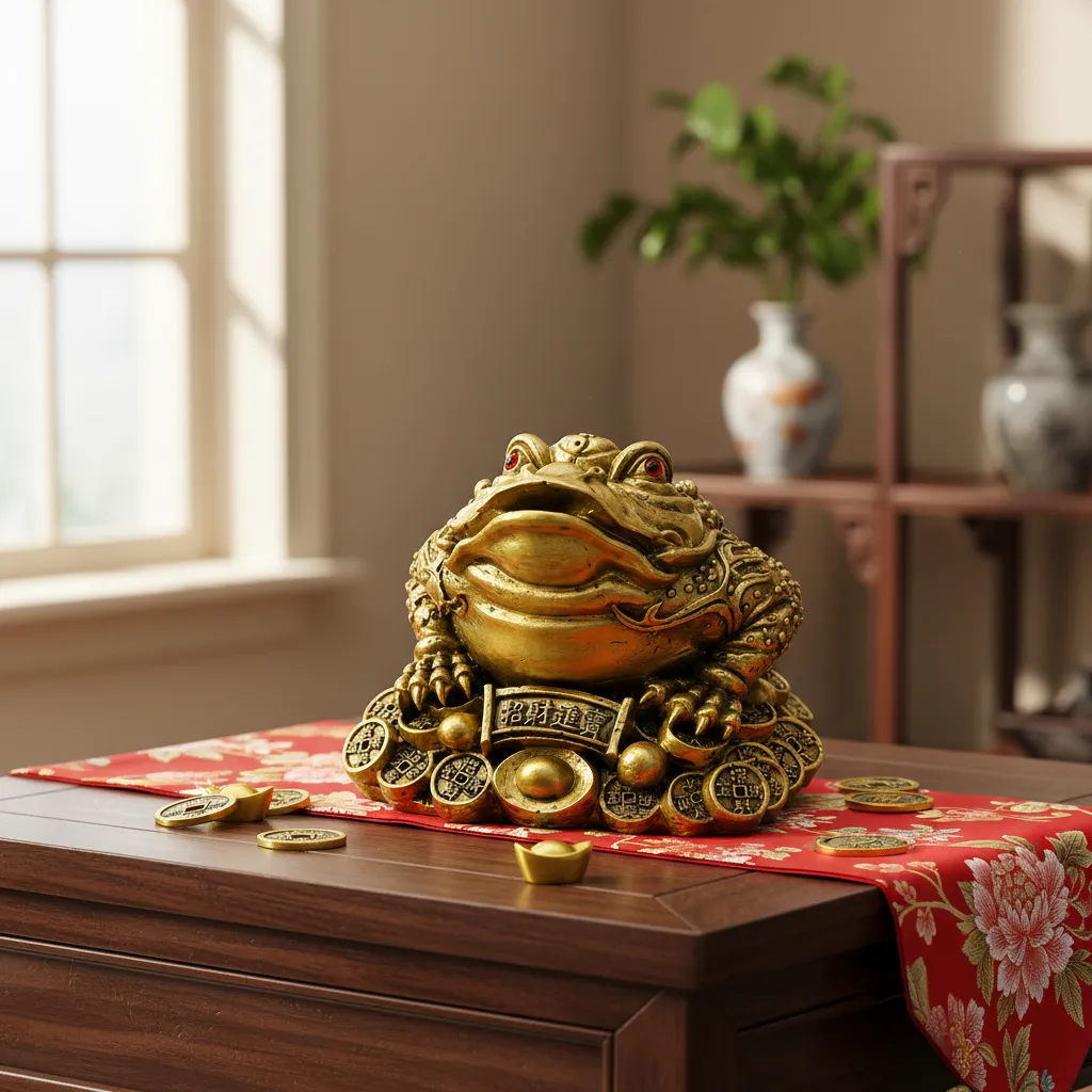 Figura Decorativa Rana De La Abundancia -dorado Oscuro