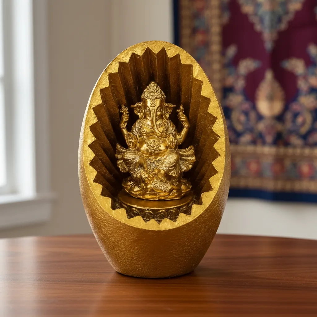Lámpara Luz Ganesha Mide 17x11.5cm Color Dorado Dorado oscuro