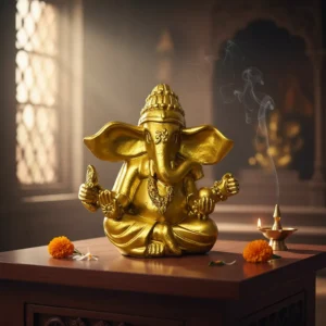 Figura Decorativa Diosa Ganesha Mide 11x12cm Cod:cc-10 Dorado