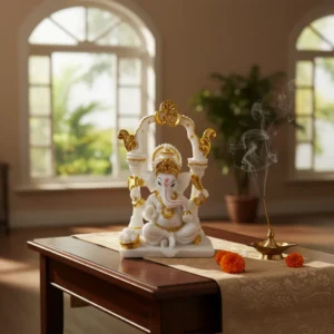 Ganesha Color Blanco 20 Cms Polyresina Blanco
