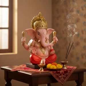 Figura Decorativa Ganesha Color Rosa Mide 17x12cn Cod:27141 Coral claro