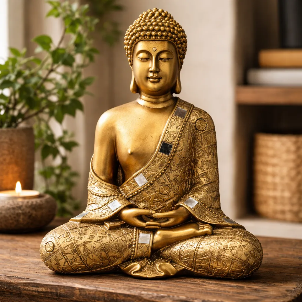 Figura Decorativa Buda Meditación Dorado Mide 29x22vm Mide 29x22vm CodRL64260