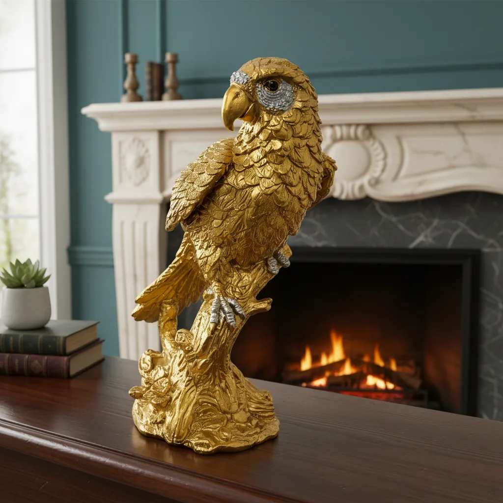 Figura Decorativa Loro Dorado Mide 19.5x13cm Cod:rs66761 Dorado oscuro