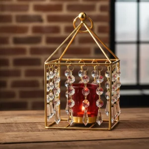 Porta Velas Colgante Metal Dorado Mide 21x11cm Cod:ca2902 Dorado