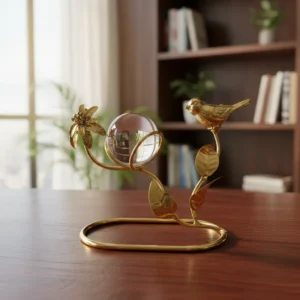Adorno Decorativo Metálico Ramas Doradas Y Esferas Mide 12cm Dorado / Cod 09191