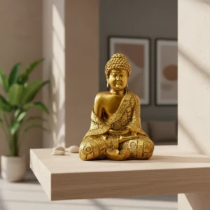 Figura Decorativa Buda Meditación Dorado Mide 12.5x10cm