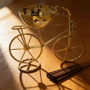 Quemador Sahumador Diseño Bicicleta Dorada 15 X 19.5cm