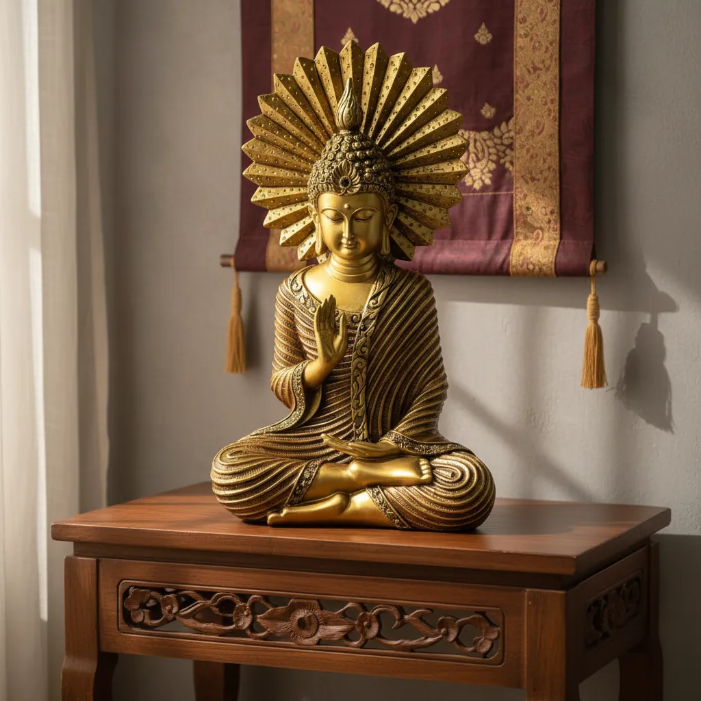 Estatua Buda Dorado Mide 31.5x21cm