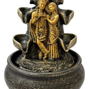 Fuente De Agua Radha Krisna Dorado Mide 20x14cm