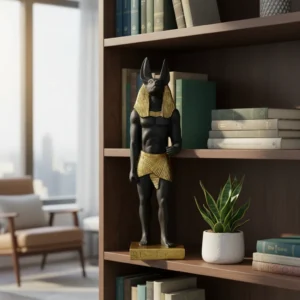 Figura Decorativa Anubis Dorado Negro Mide 22x7cm