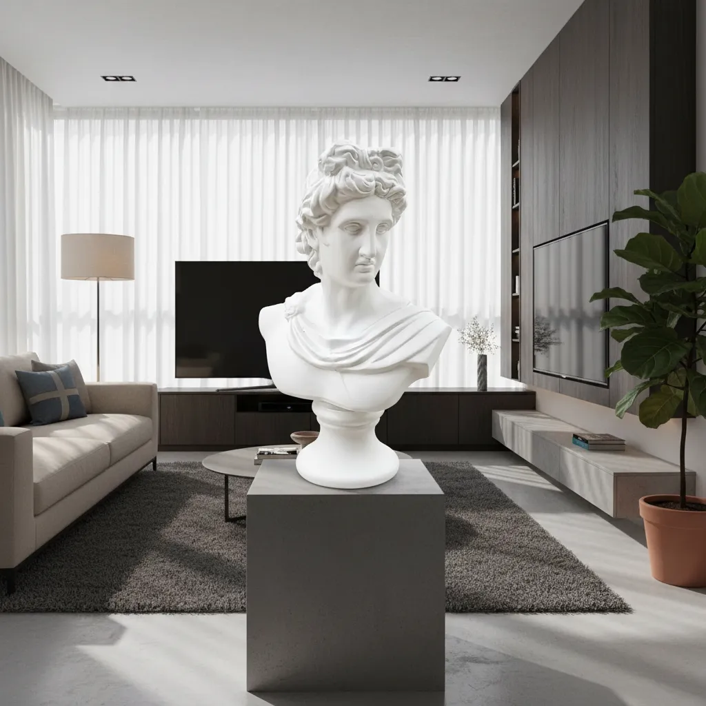 Figura Decorativa Apolo Mide 31x21.5cm Cod:mx987680 Blanco