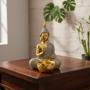 Figura Decorativa Buda Porta Velas -polyresina 15 Cms