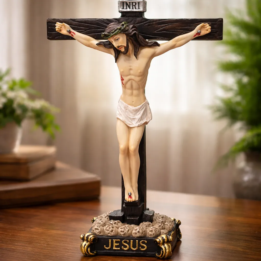 Crucifijo De Jesús En Resina Mide 17.5x14cm Cod:rf31335
