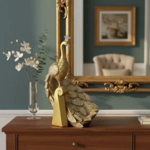 Portavino Diseño Pavo Real Dorado Mide 31x21cm Cod:rs66885