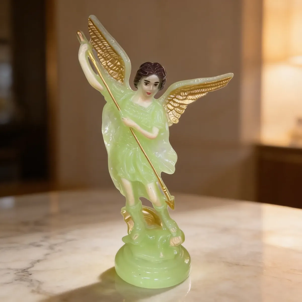 San Miguel Arcangel Acrilico Fluor 18 Cms Verde claro