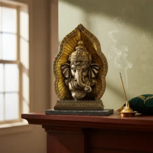 Figura Decorativa Ganesha Dorada Mide 22.5x14cm