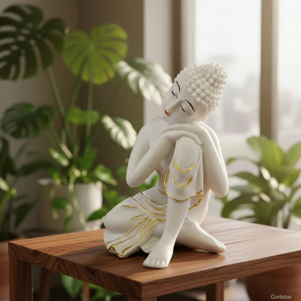 Buda Soñante Color Blanco 20 Cms
