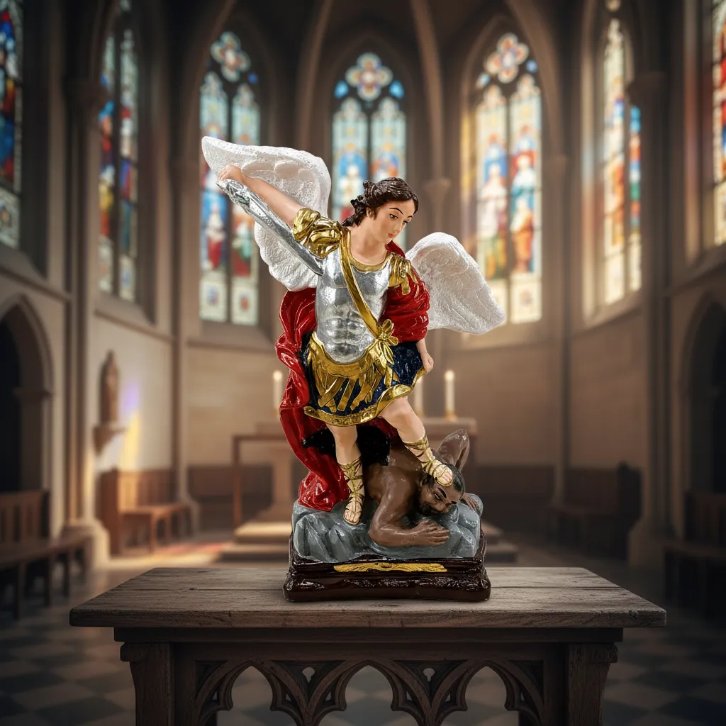 Figura Decorativa San Miguel Arcangel Mide 21x15cm Rojo