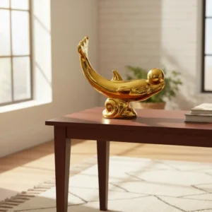 Figura Decorativa Delfín Dorado Mide 15x7cm Cod:606592