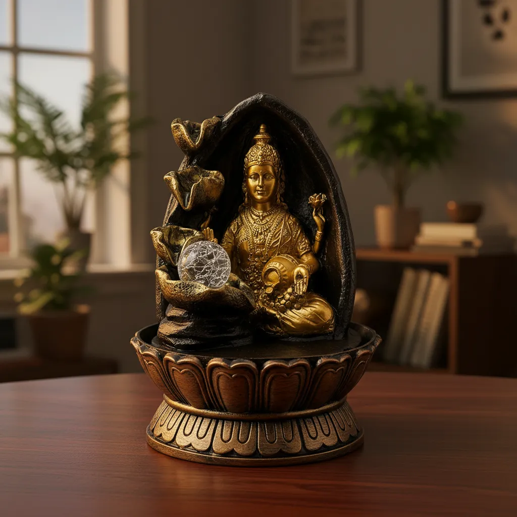 Fuente De Agua Figura Diosa Hindu Lakshmi M 26x14cm Cod:7128