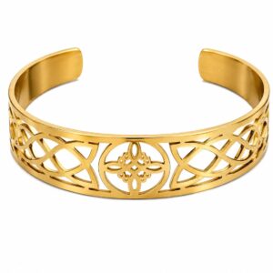 pulsera de acero nudo de bruja dorado